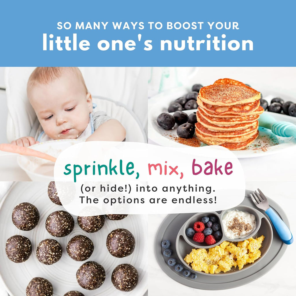 Superseed Organic Milled Chia, Flaxseed and Hemp Heart Brain Booster with Vegan Omega-3 DHA S Prebiotic Fiber Protein Gluten Free Seeds for 6M+ Babies Toddlers & Kids (7oz x 1 Pack)