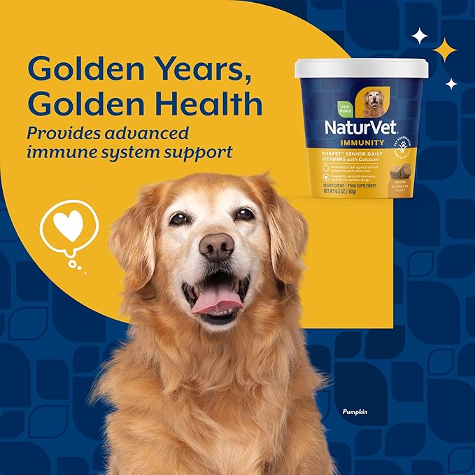 NaturVet VitaPet Senior Daily Vitamins Plus Glucosamine for Dogs, 60 ct Soft Chews, Made in The USA with Globally Source Ingredients