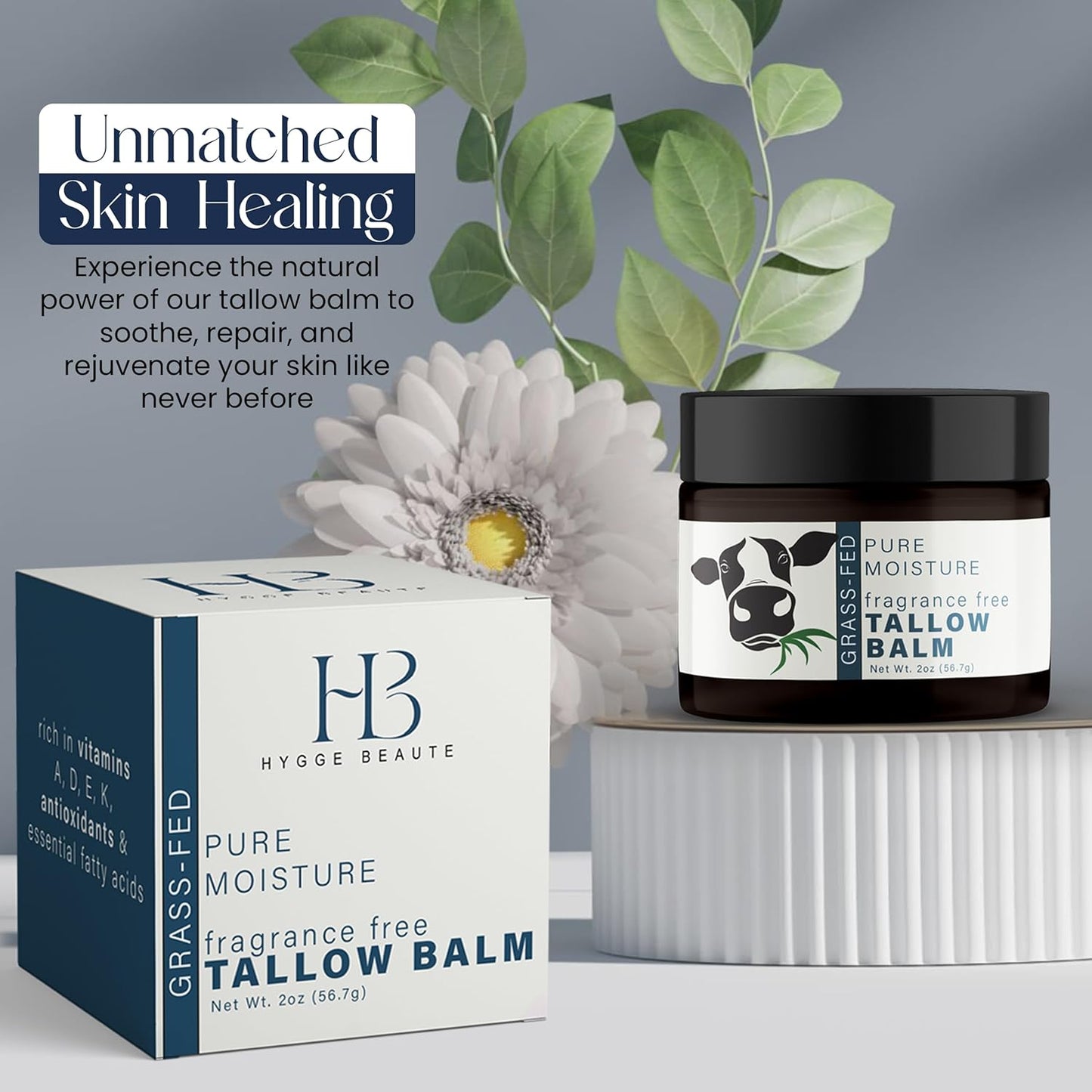 Beef Tallow for Skin - Handmade Organic Grass Fed Beef Tallow Face Moisturizer - Lavender Scented Beef Tallow Balm with Deep Hydration, Soothing Relief, Skin Repair is Great Gift Idea for Women