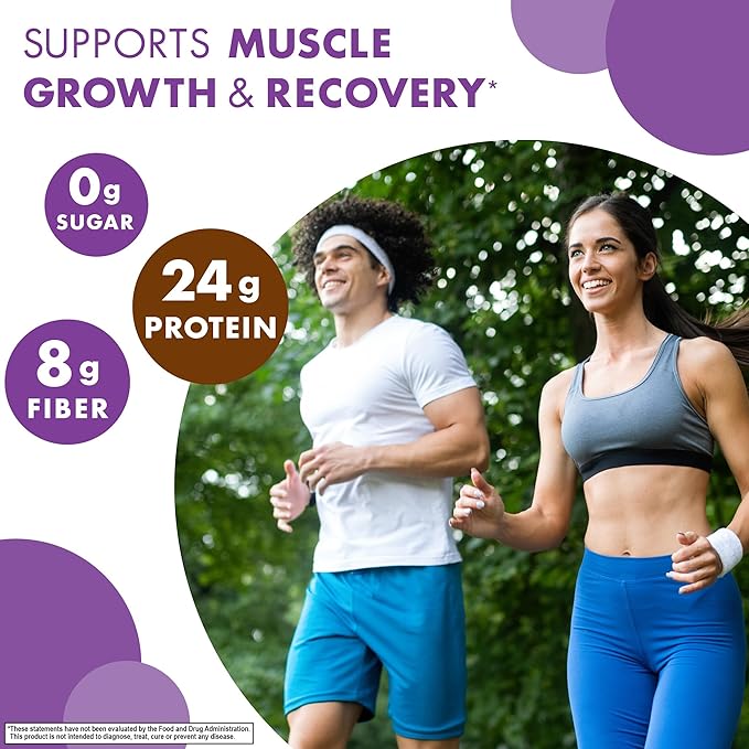 BlueBonnet Nutrition Organic Plant Protein Powder, 24g Plant Based Protein, Zero Sugar, 8g Prebiotic Fiber, USDA Organic, Non-GMO, Kosher, Gluten-Free, Soy-Free, Vegan, Chocolate Flavor, 19 Servings