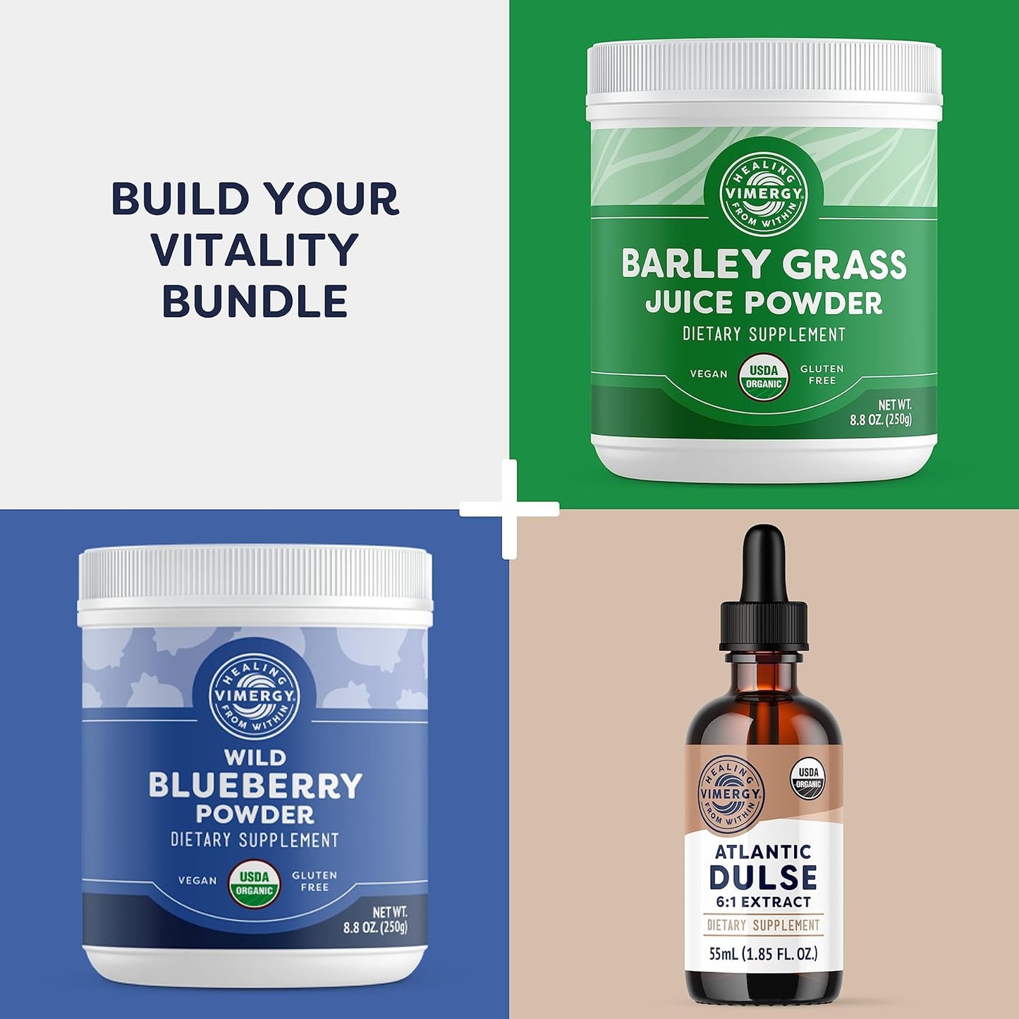 Vimergy Spirulina Powder – Concentrated Plant Protein Supports Immune Health & Cardiovascular Function – Vegan, Kosher, Gluten-Free – 250g