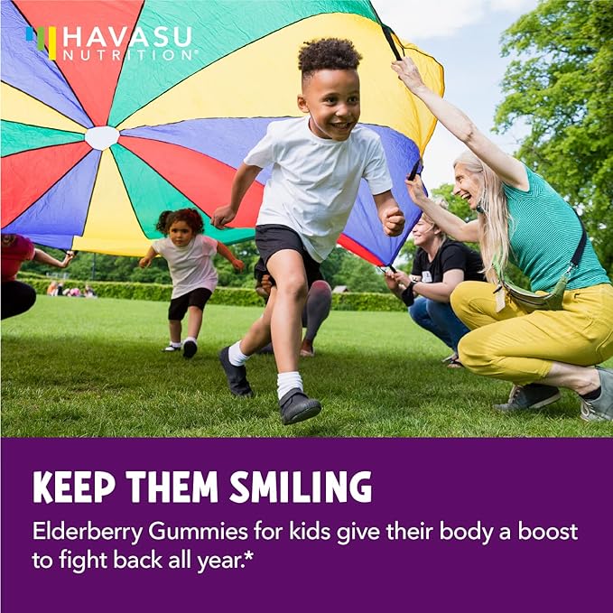 Elderberry Gummies for Kids with Zinc and Vitamin C - Immune Support Supplement for Children - 120 Count, Vegan, Berry Flavor - Convenient Daily Defense with Antioxidants and Essential Nutrients