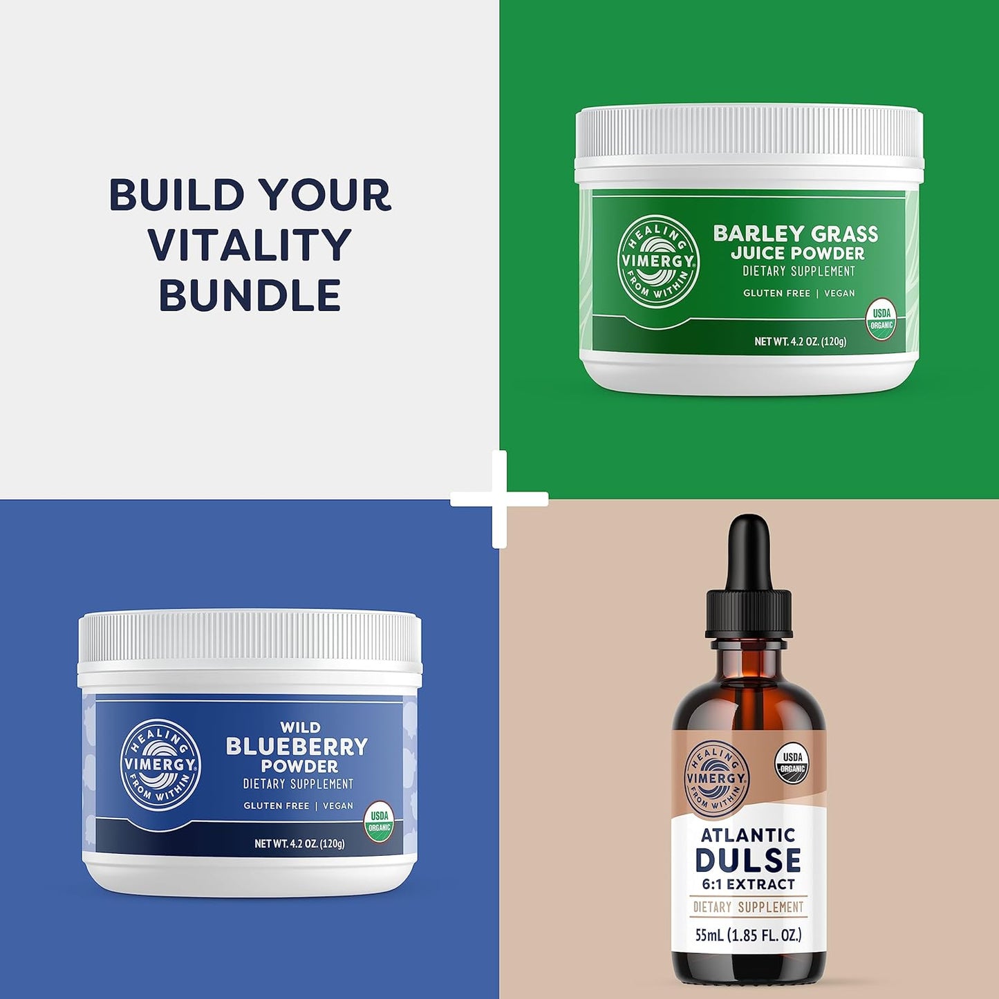 Vimergy Spirulina Powder – Concentrated Plant Protein Supports Immune Health & Cardiovascular Function – Vegan, Kosher, Gluten-Free – 125g