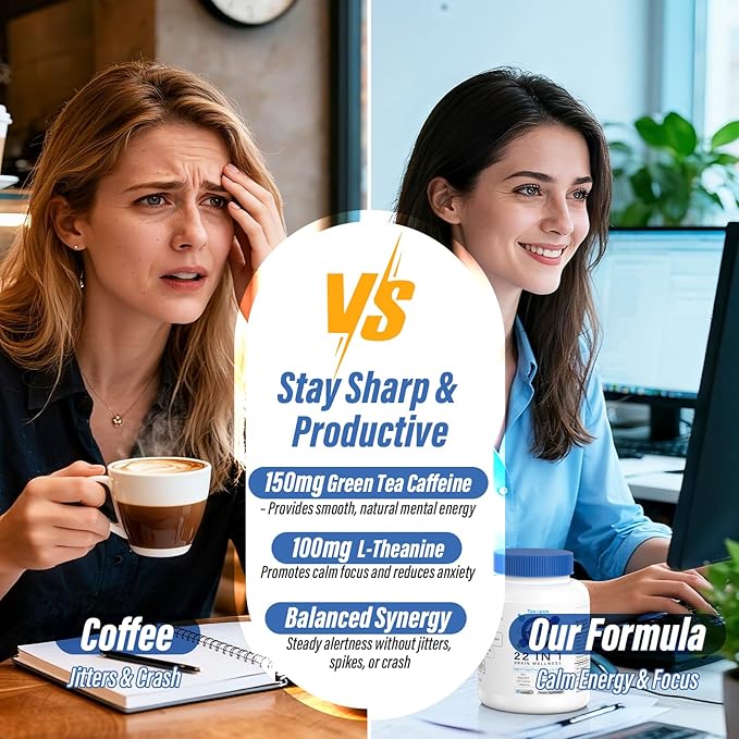 Brain Supplements for Memory and Focus, Clarity & Cognitive Improvement, 300mg Alpha GPC, CDP-Choline, DHA, Lion’s Mane, L-Theanine, Vitamin & Phosphatidylserine for Men & Women, 120 Capsules