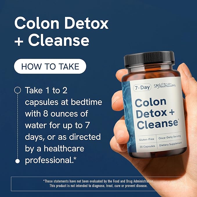 7 Day Colon Cleanse & Detox | Supports Bloating Relief & Occasional Constipation | Fast Acting 7 Day Detox Cleanse for Women and Men with Probiotics for Gut Health & Regularity | Gluten-Free | 30Ct.