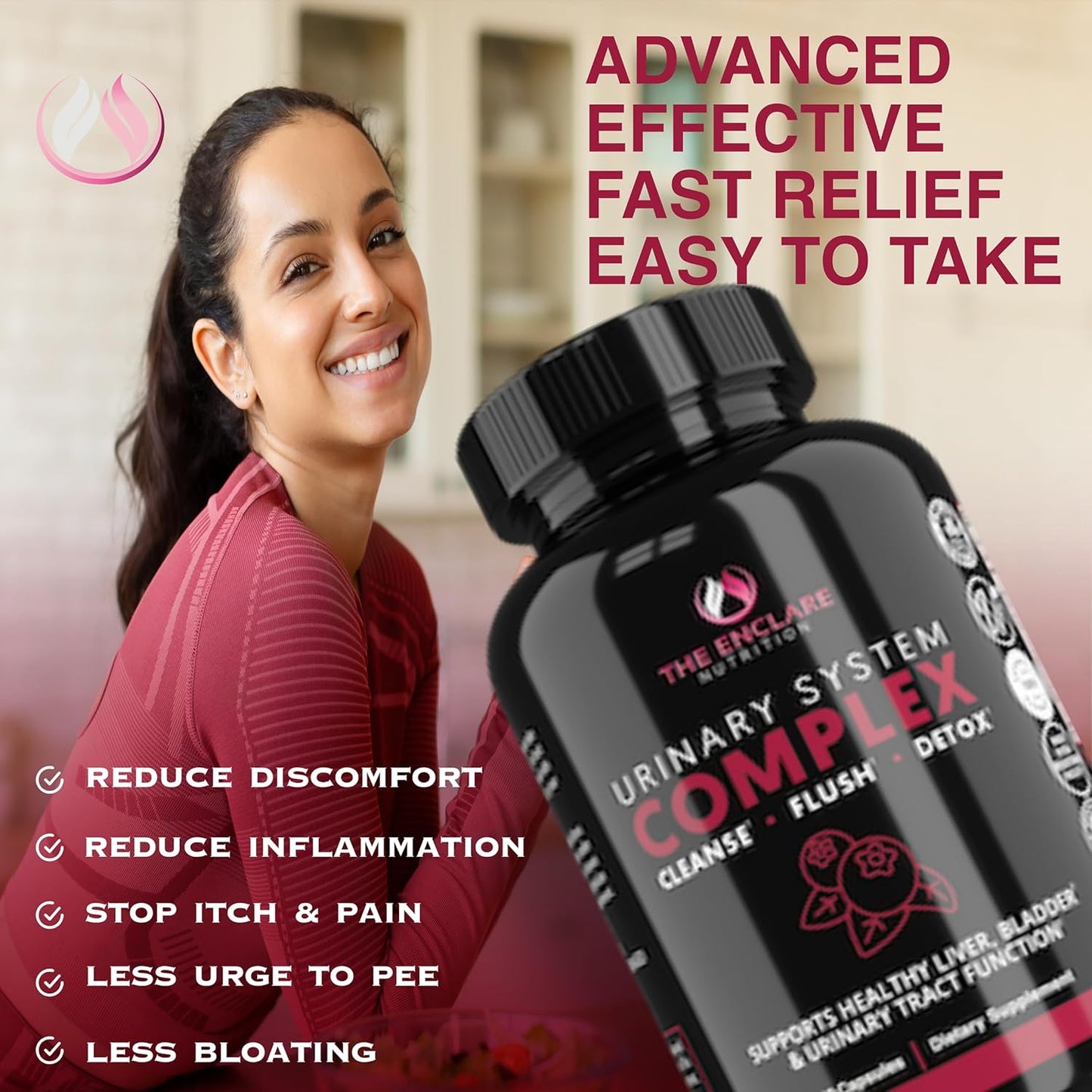 THE ENCLARE NUTRITION D Mannose Capsules|1000mg with Cranberry Pills for Women & Men, Hibiscus & Dandelion. Fast-Acting Urinary Tract Health, Bladder Control, Liver Support, Kidney Cleanse & Detox(3)