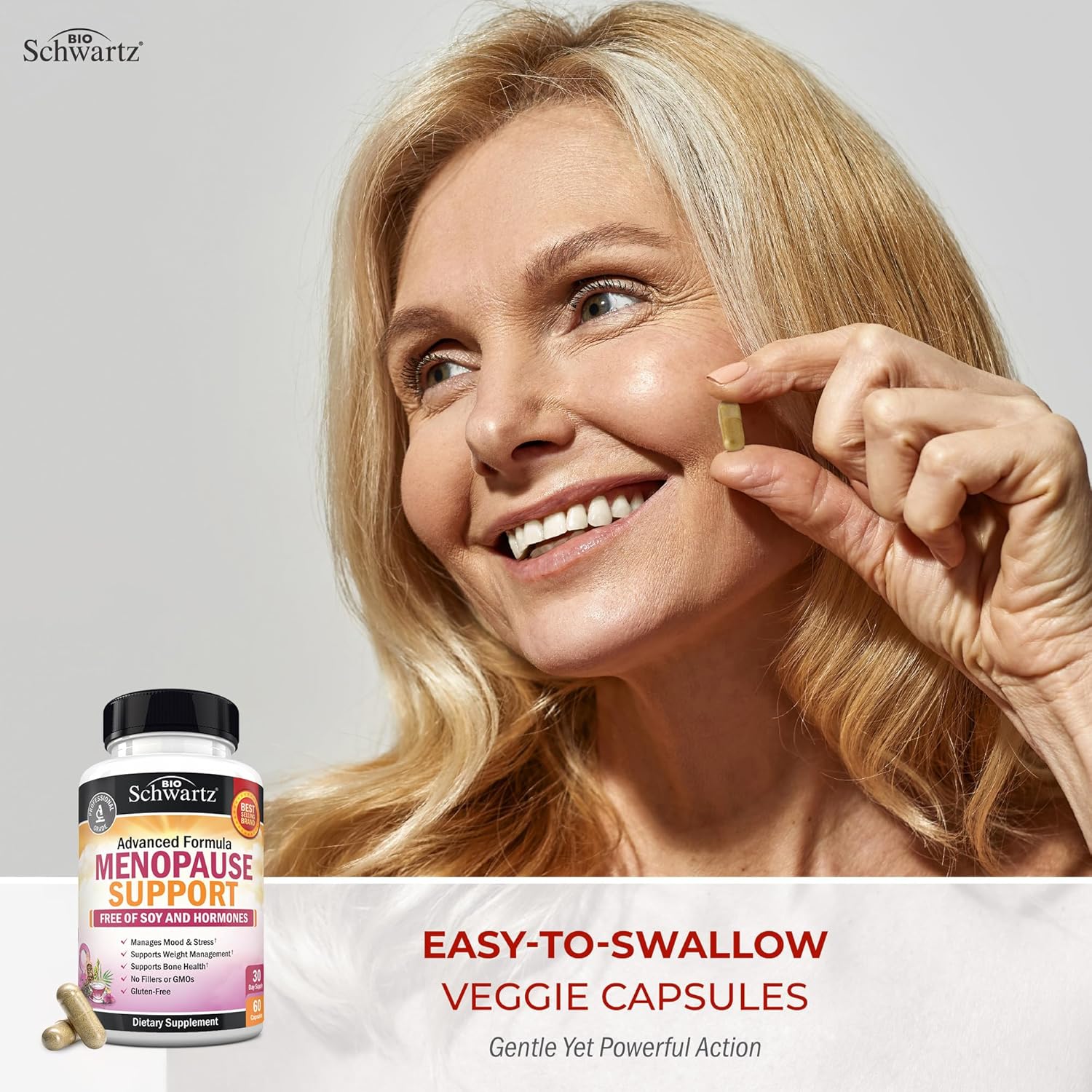 Herbal Menopause Support for Women - Supports Healthy Mood and Balance with Milk Thistle Chasteberry Black Cohosh Red Clover Turmeric Ginger - Menopause Supplements for Women - 60 Veggie Capsules