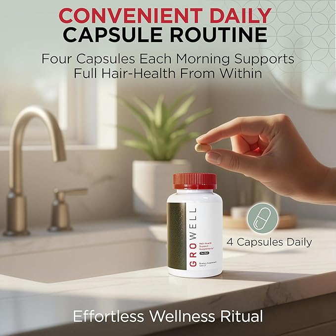 Hair Growth Supplements for Men – Clinically tested for visibly thicker hair and scalp coverage – All natural ingredients, saw palmetto to block DHT – Drug-free, Safe – Doctor recommended