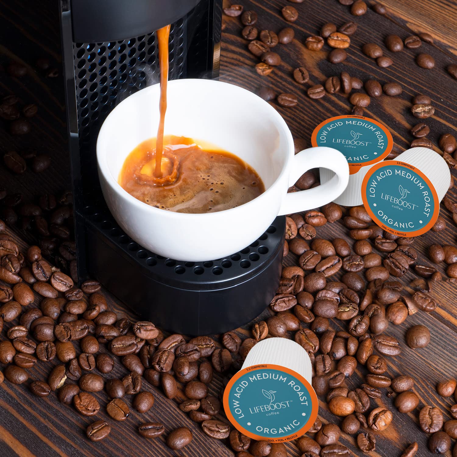 Lifeboost Medium Roast Low Acid Coffee K Cups - Single Origin Mold Free Non-GMO Organic Coffee Pods - Compatible with Keurig & Keurig 2 Machines - 10 Count (Pack of 2)