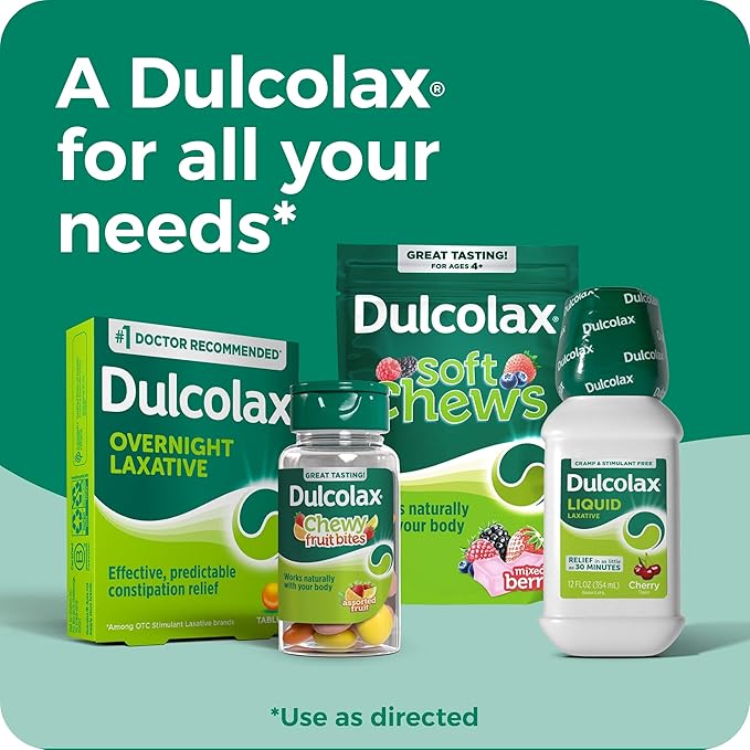 Dulcolax Stimulant Laxative Medicated Suppositories, Predictable & Effective Constipation Relief, Bisacodyl 10 mg, 28 Count, Stimulant Laxatives