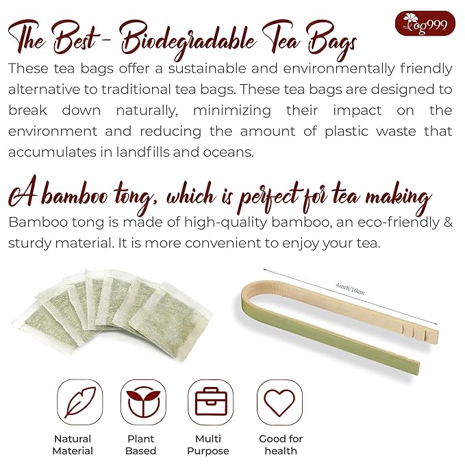 TOG999, Premium 60 Red Rooibos Tea Bags, 100% Natural & Pure from Rooibos Tea Leaves. Loose Leaf Rooibos Herbal Tea. Made with Natural Material Tea Bags. No Sugar, No Caffeine, No Gluten, Vegan.