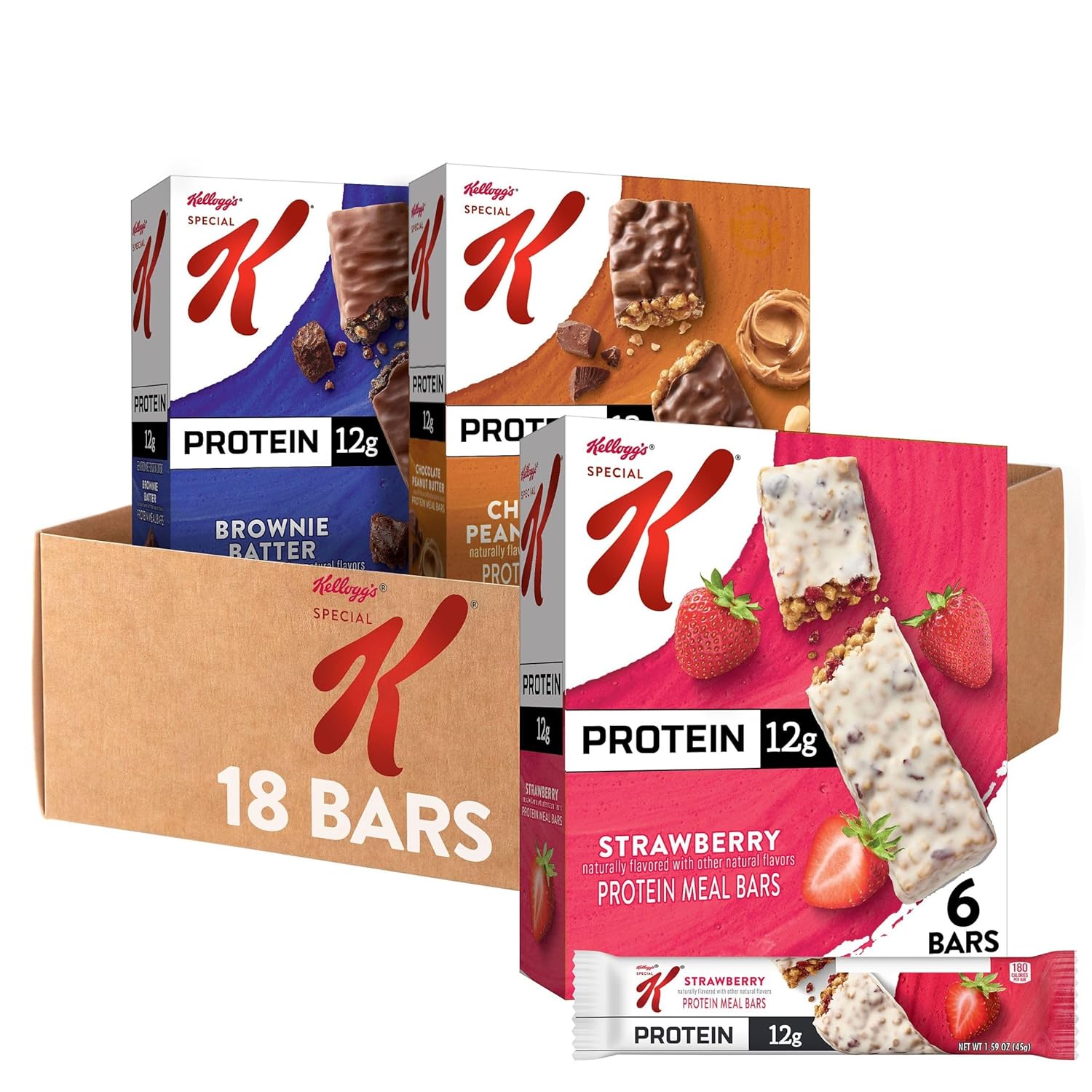 Special K Bar Protein Meal Bars, Meal Replacement, Bulk Protein Snacks, Variety Pack (3 Boxes, 18 Count)