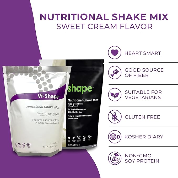 Vi Shape Original Nutritional Shake Mix Sweet Cream Flavor | 22oz (3 Bags, 72 Servings)