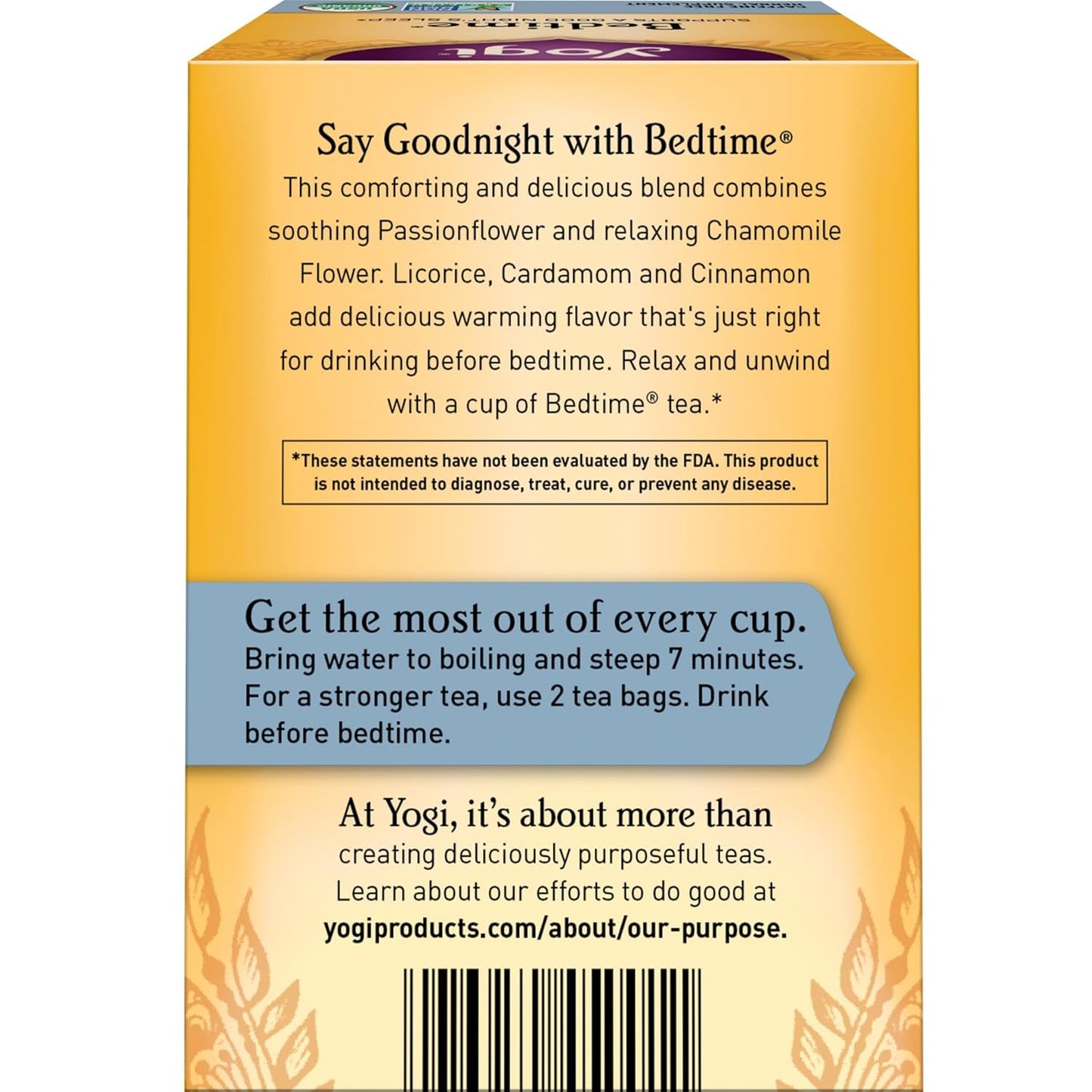 Yogi Tea - Bedtime (6 Pack) - Supports a Good Night’s Sleep - Tea with Passionflower, Chamomile, Valerian Root, and Lavender - 96 Organic Herbal Tea Bags