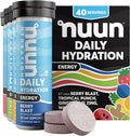 Nuun Energy Electrolyte Tablets with Ginseng, Caffeine from Green Tea Extract, Vitamin B12, B6, B5, Magnesium & 4 Other Electrolytes, Gluten Free & Vegan, Mixed Flavors, 4 Pack (40 Servings Total)