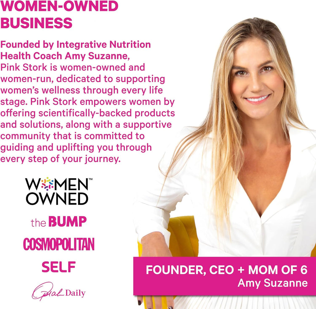 Pink Stork Total Postnatal Vitamins for Women | Vegan DHA, Methylated Folate, Iron, + Vitamin B12 | Postpartum Recovery Essentials + Breastfeeding Support | Mint, 1-Month Supply