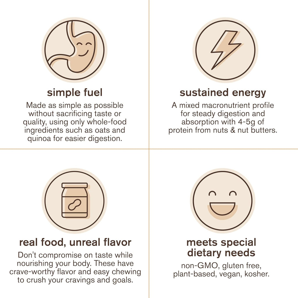 Skratch Labs Energy Bar | Peanut Butter + Chocolate (12 Pack) | Plant Based Healthy Snack | Low Sugar - 5g Protein | Non-GMO, Gluten Free, Soy Free, Vegan, Kosher