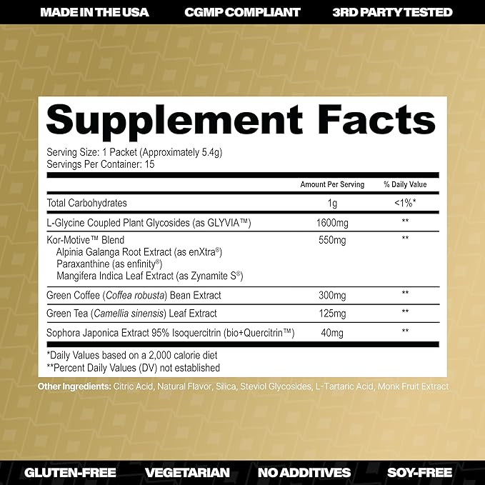 KORRECT Mental Performance Edge Powder (Mango) for Men & Women | Focus & Mental Clarity | Paraxanthine, Jitter-Free Energy | Non-GMO, cGMP Certified | 15 Packets