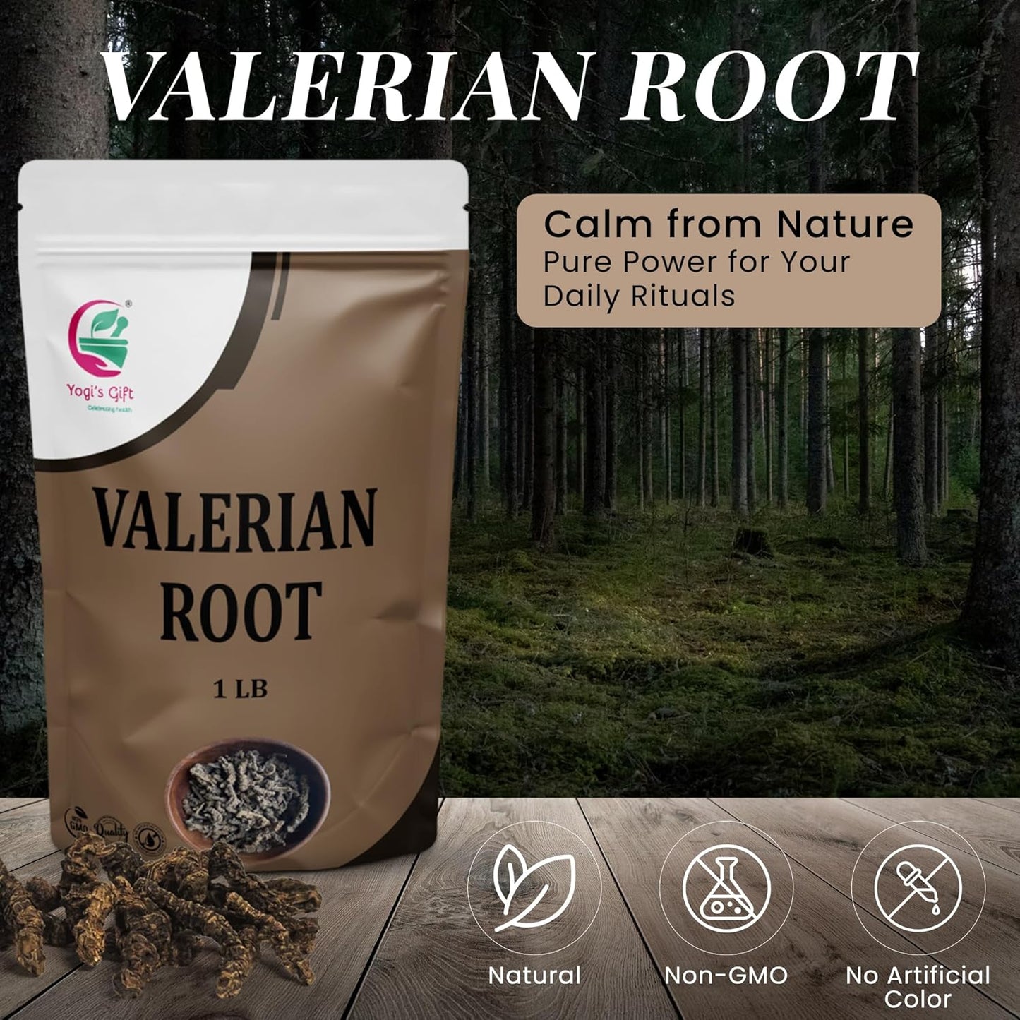 Valerian Root Whole 1 LB, 100% Natural & Pure, Perfect for Tea, Herbal Blends & Wellness Uses, 1 LB Bulk Pack, Resealable Bag for Freshness - By Yogi’s Gift®