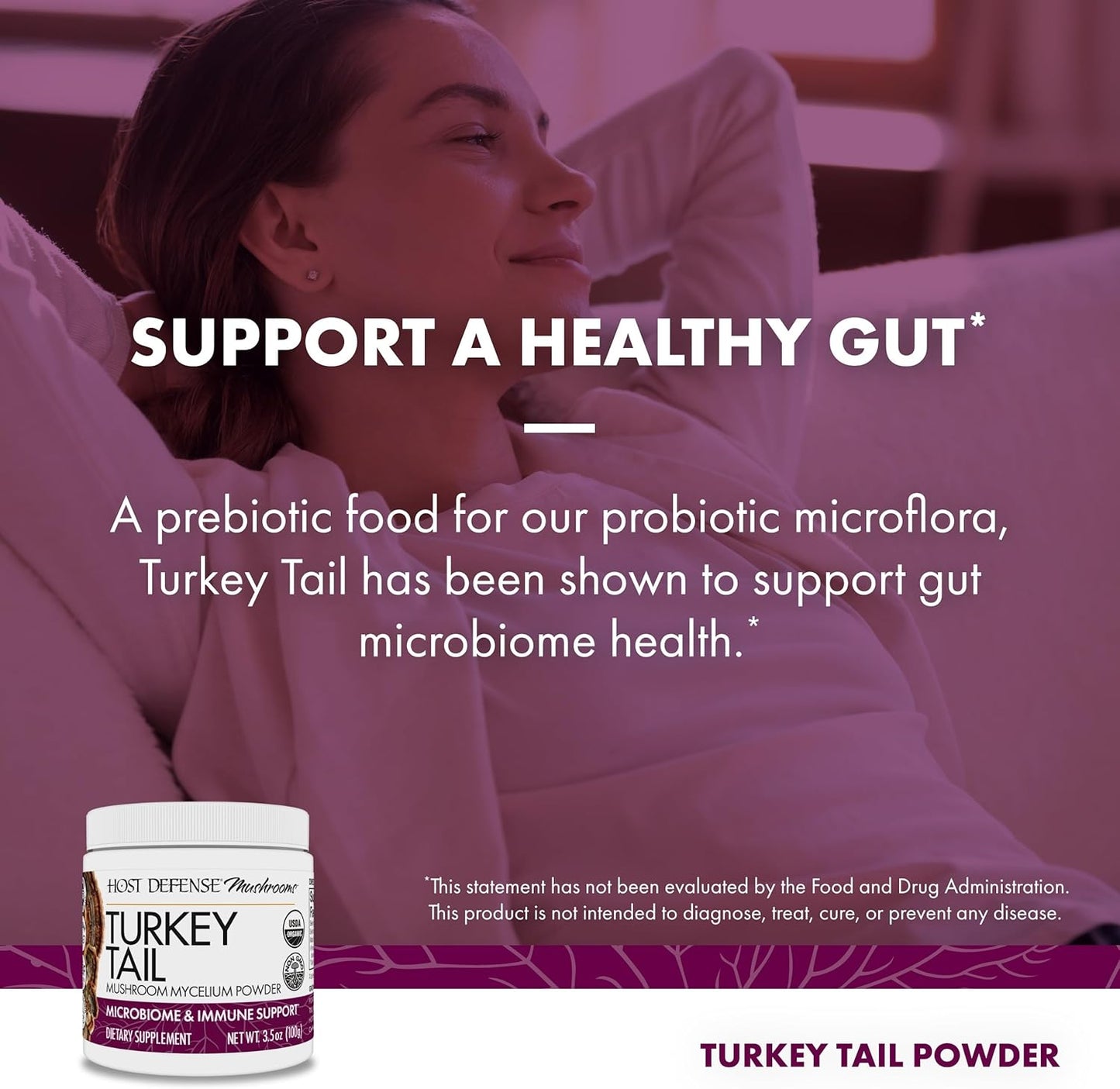 Host Defense Turkey Tail Mushroom Powder - Digestive Health & Immune Response Support Supplement - Mushroom Supplement for Gastrointestinal & Gut Microbiome Support - 3.5 oz (66 Servings)*