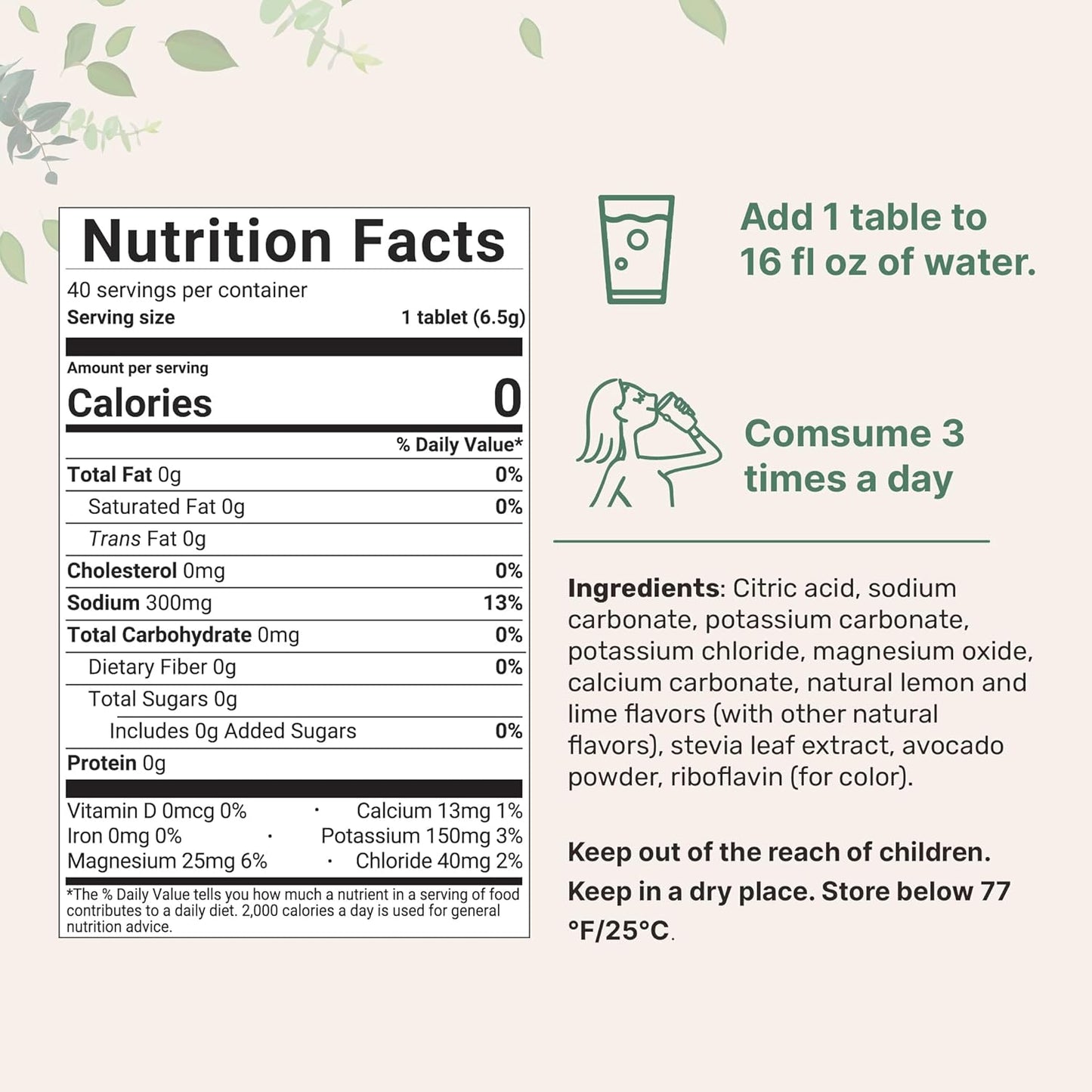 Fizzy Electrolyte Drink Tablets, 4 Pack (40 Bisected Pieces) | 160 Servings | No Sugar Electrolytes Powder Alternative | Daily Hydration with Sodium, Potassium & Magnesium | Natural Lemon Lime Flavor