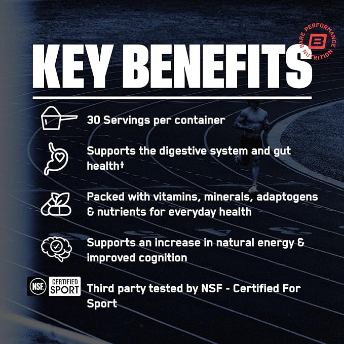 BARE PERFORMANCE NUTRITION, BPN Strong Greens Superfood Powder, Improved Digestion, Increased Energy, Immune System Support, Pineapple Coconut