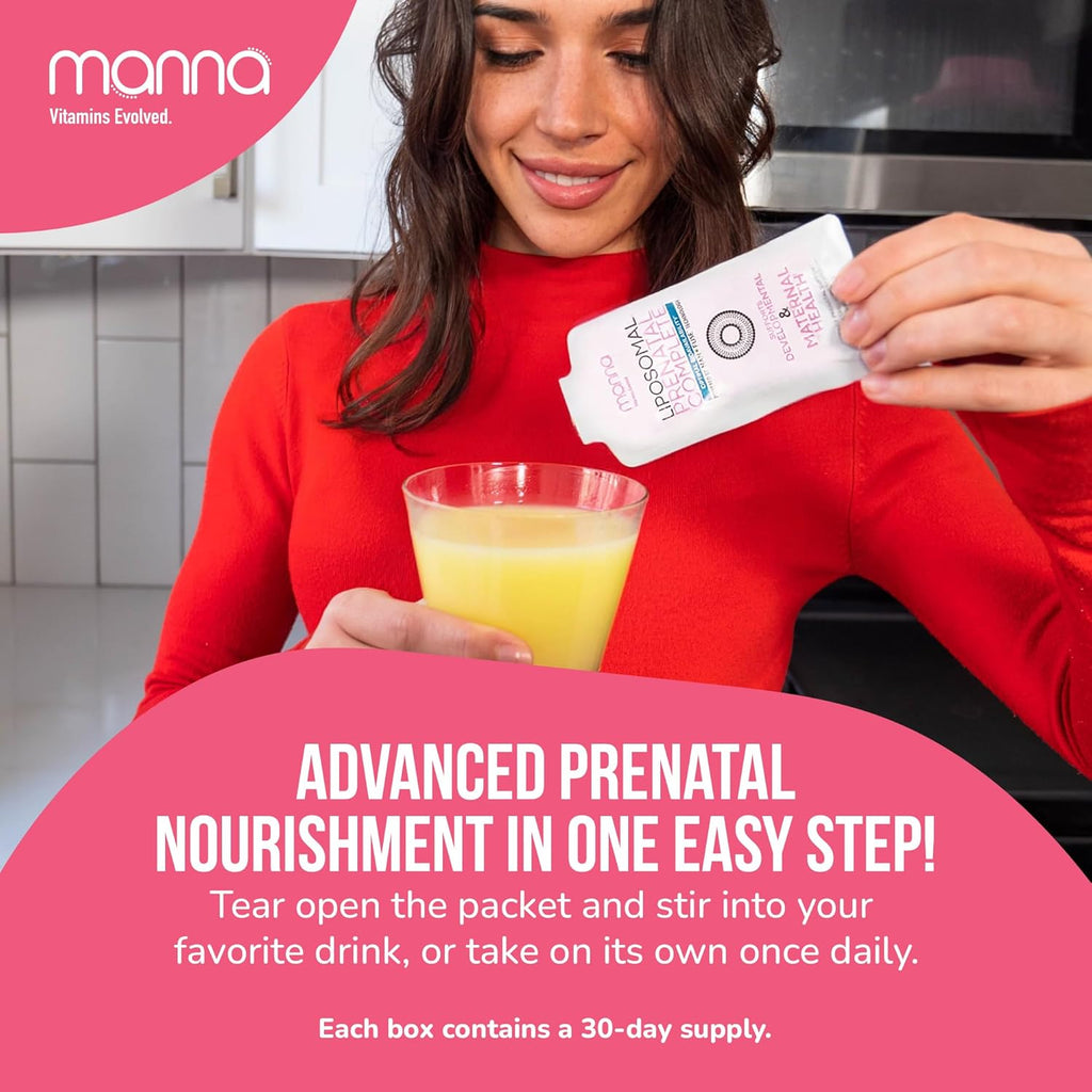 Manna Vitamins Evolved - Liposomal Prenatal Complete - Liquid Prenatal Vitamins for Women - Best Prenatal Vitamins for Pregnant Women for All Stages of Pregnancy