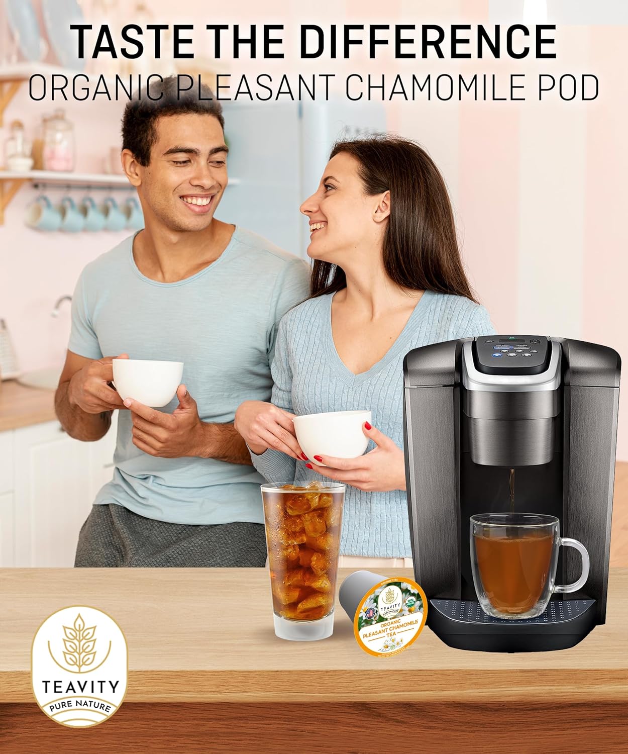 Teavity Organic Chamomile Tea Pods for Keurig - Decaf, 12 Count