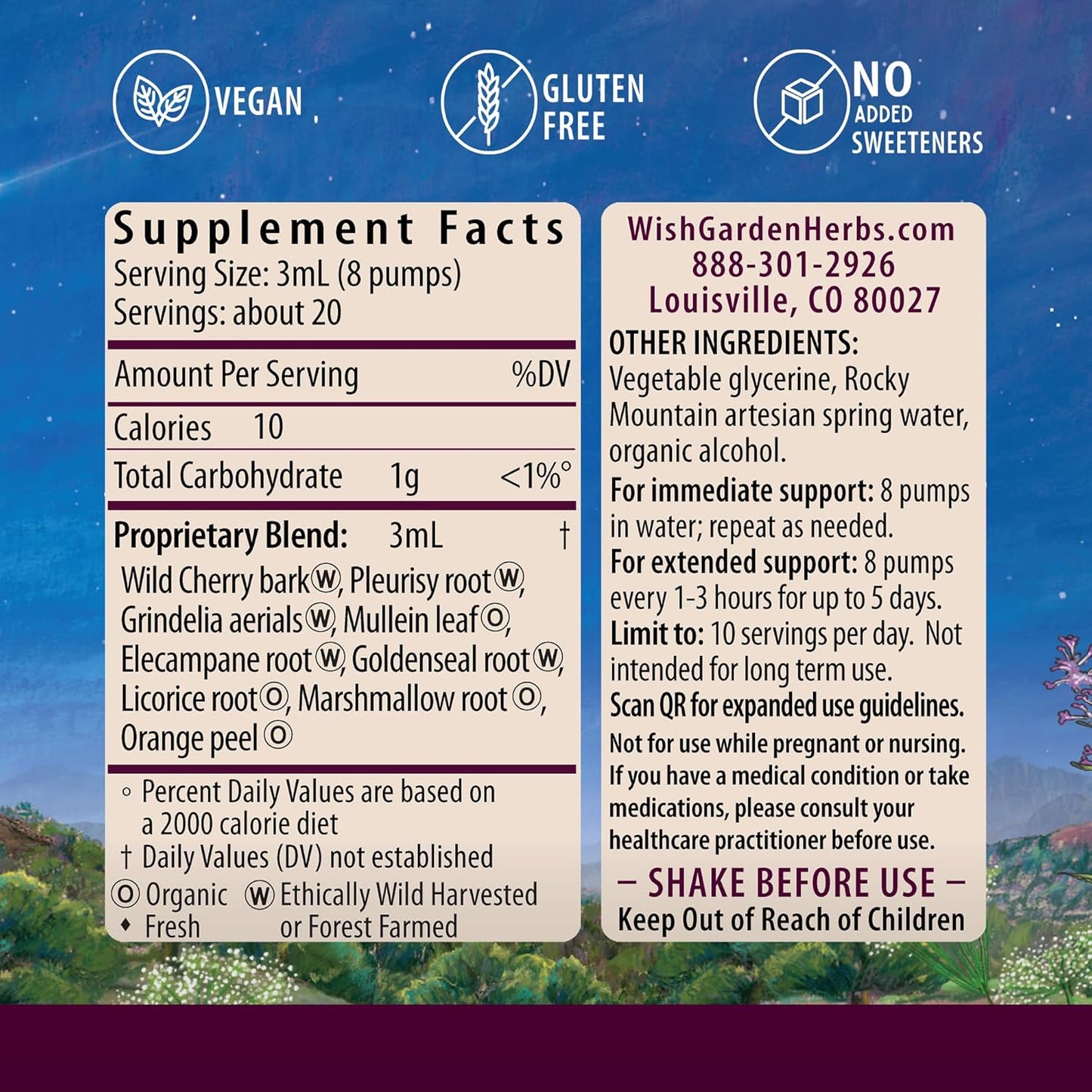 WishGarden Herbs Serious Cough Soothing & Quieting - Fast-Acting Herbal Cough Suppressant for Adults, Dry Cough Relief and Cough Expectorant, Soothes Throat Irritation and Chest Decongestant, .66oz