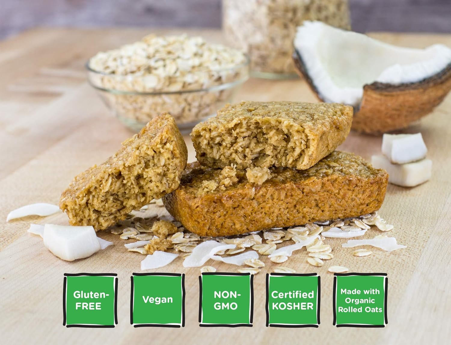 Bobo's Coconut Oat Bars, Gluten Free, Non-GMO, Whole Grain Oats, Pack of 12 | Snack Bars | On-the-Go | Made with Simple Ingredients