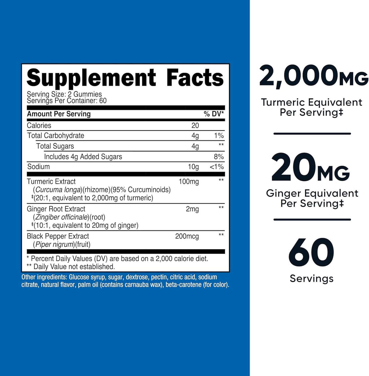 Nutricost Turmeric Gummies 2,000mg Tumeric per Serving (120 Gummies) - 60 Servings