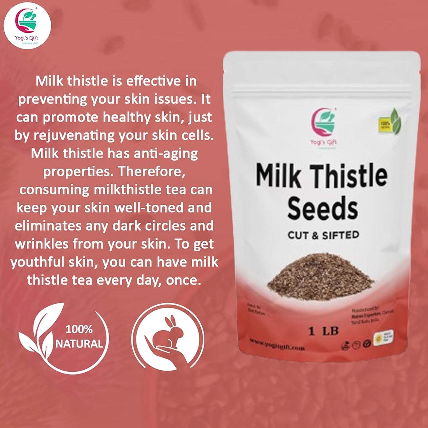 Milk Thistle Tea (Seeds) 1 LB | Promotes Liver Health | Loose Bulk Bag | by Yogi's Gift®