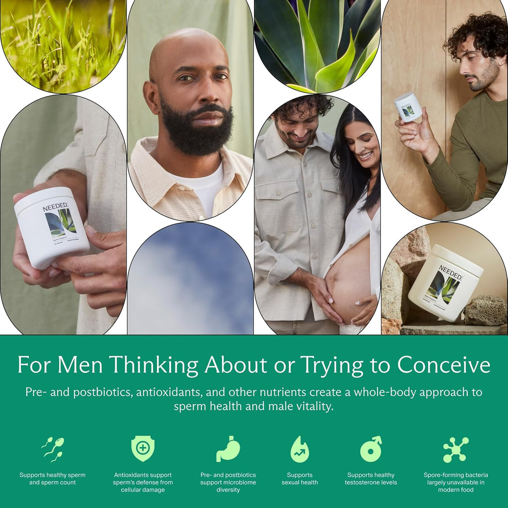Needed. Sperm Support - Fertility Supplements for Men - Clinically Studied Botanical Ingredients for A Whole Body Approach to Male Fertility - Prenatal Vitamins - 60 Capsules, 30 Day Supply