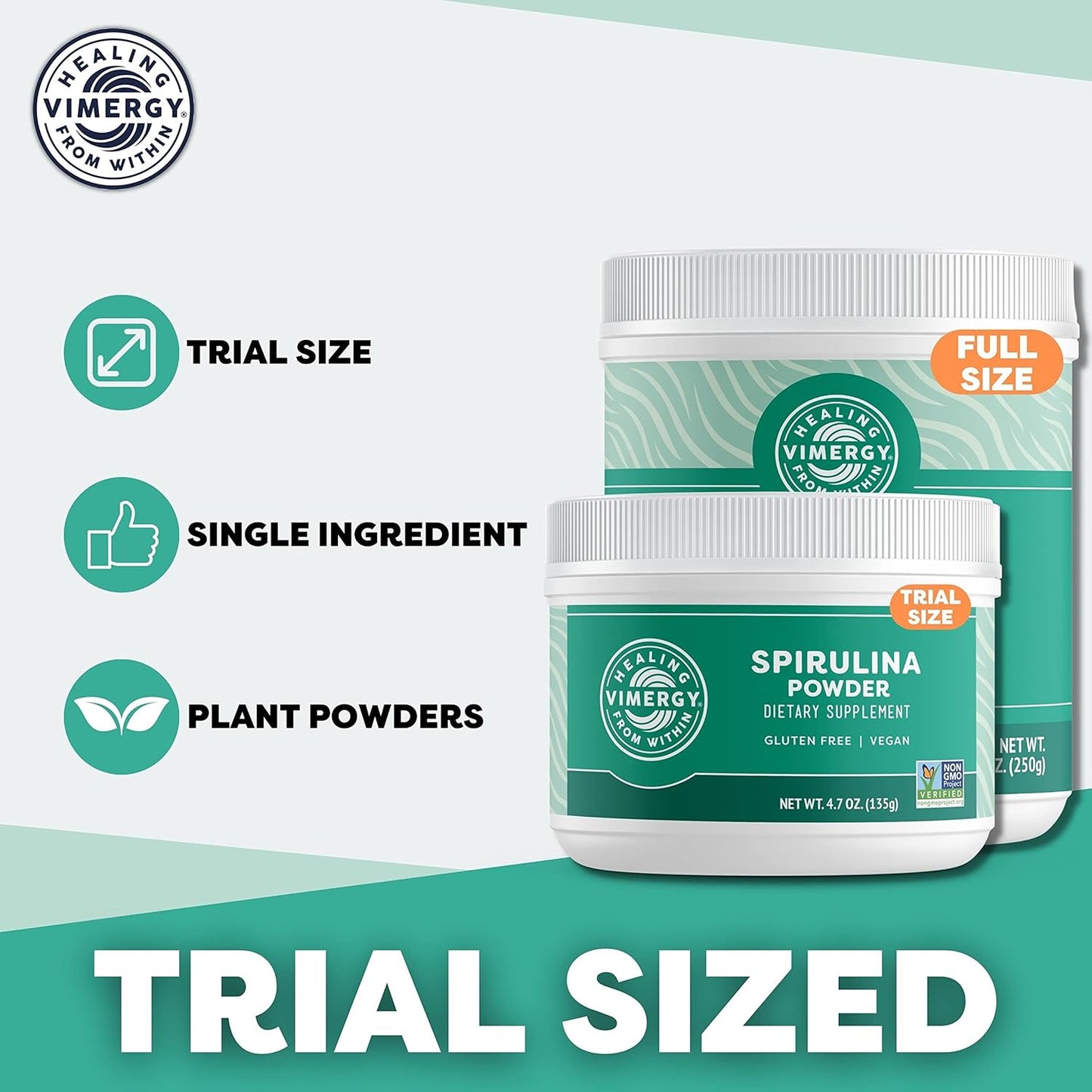 Vimergy Spirulina Powder – Concentrated Plant Protein Supports Immune Health & Cardiovascular Function – Vegan, Kosher, Gluten-Free – 125g