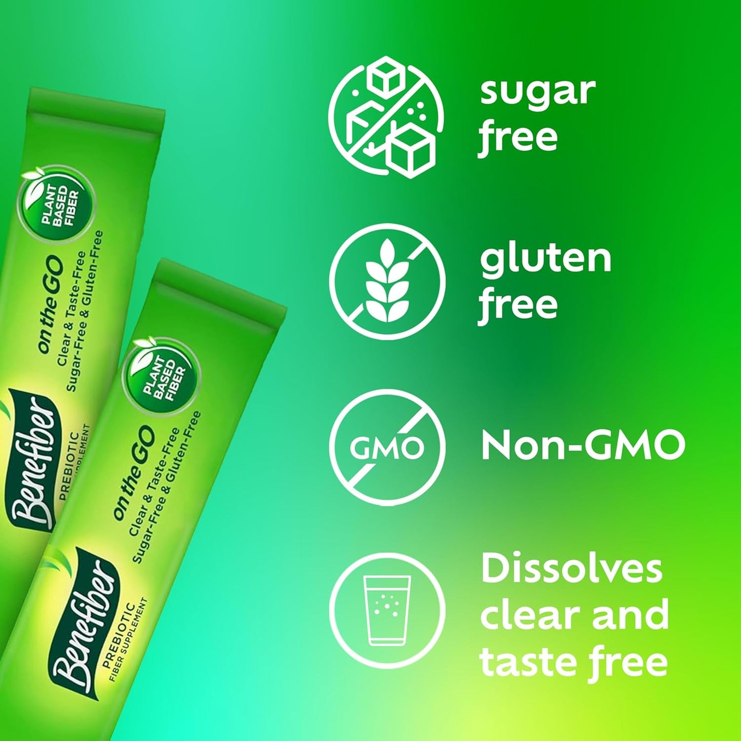 Benefiber On The Go Prebiotic Fiber Supplement Powder for Digestive Health, Daily Fiber, Unflavored - 72 Sticks