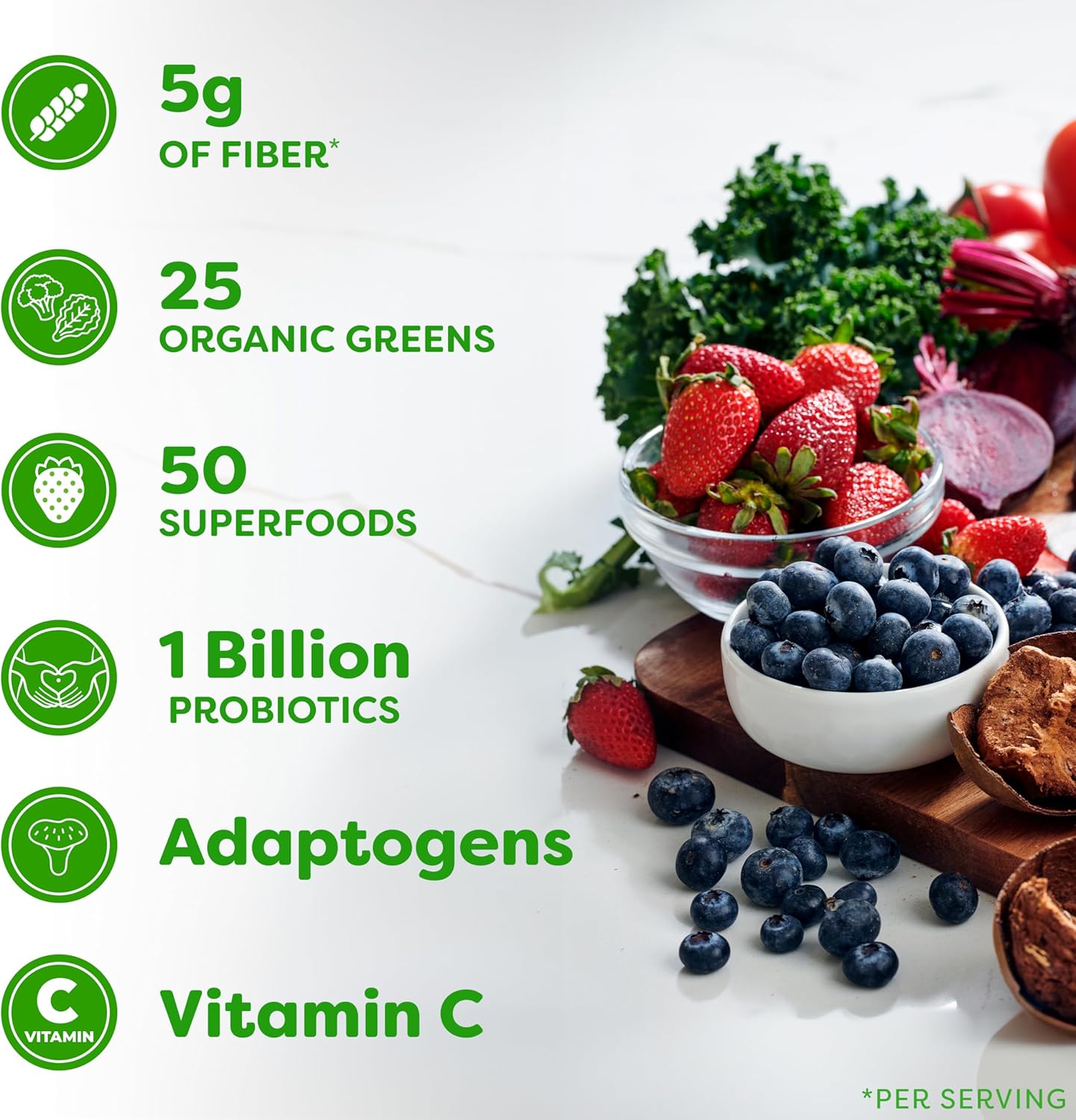 Orgain Organic Wonder Gut Fiber Supplement Powder, 5 in 1 Blend with 1 Billion Probiotics, Greens, Vitamin C, Adaptogens for Gut Health and Immune Support, Non-GMO, Strawberry Lemonade, 7.05 oz