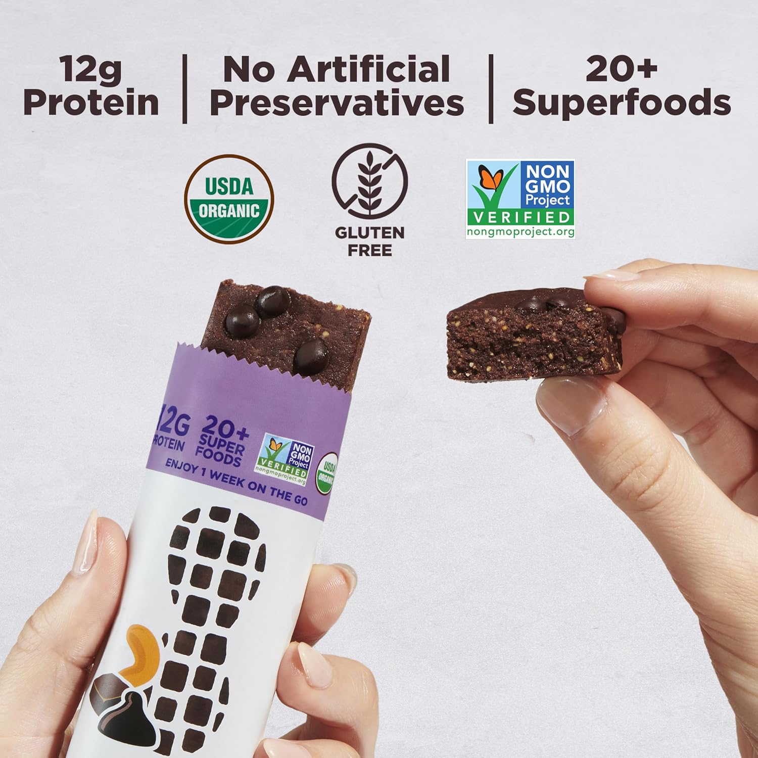 Perfect Bar, Chocolate Brownie Protein Bar, Organic, Gluten Free, Soy Free, Non GMO, No Sugar Alcohols, 2.2 Ounce Bar, 10 Count