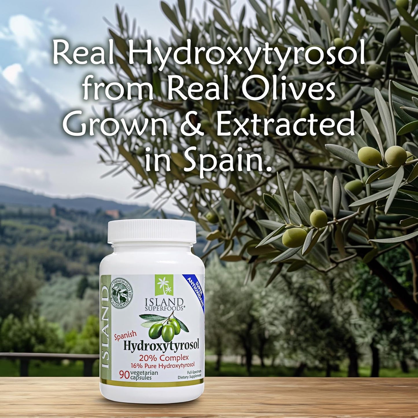 20% Hydroxytyrosol Complex™ Olive Fruit Extract - Super Strength 100% Grown & Extracted in Spain. 90 Capsules, 100 mg, from The Maker of Real European Olive Leaf Extract