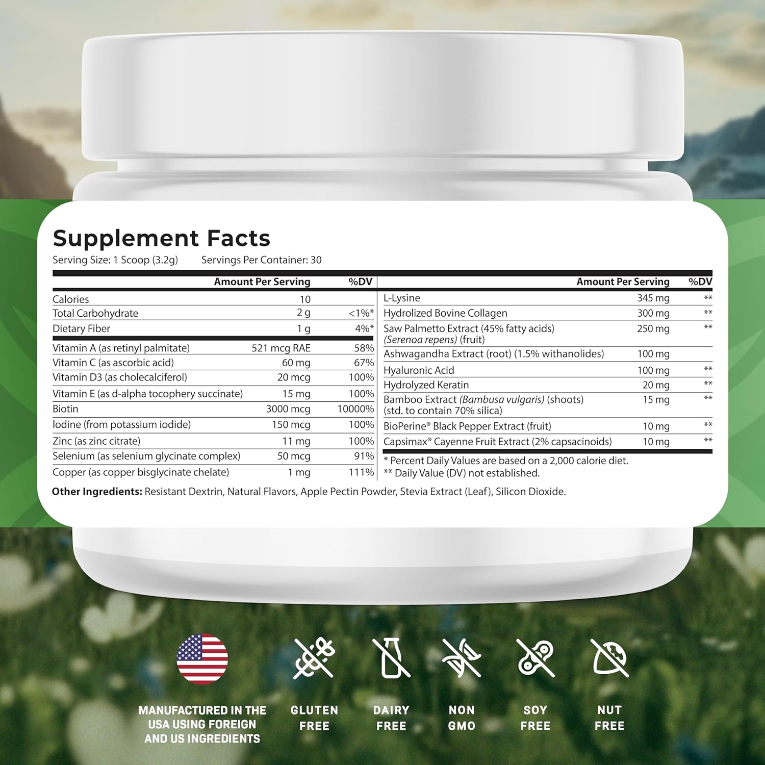 HairVive Hair Supplements for Hair Growth - Hair Vitamins for Women & Men - with Biotin, Collagen, Keratin, Hyaluronic Acid, Zinc, Selenium & More - 3.39 Oz - 30 Servings - Apple Pie Flavor