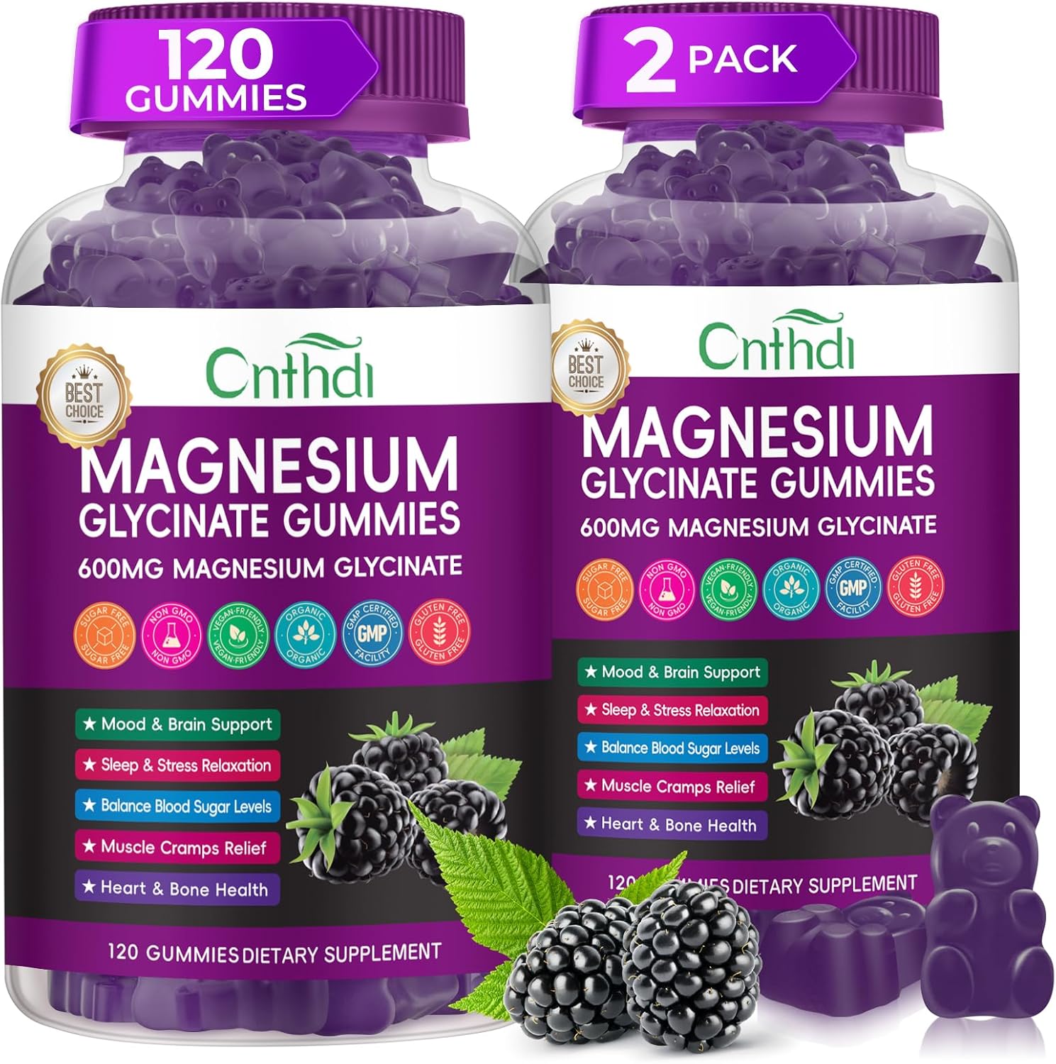 Magnesium Glycinate Gummies for Adults, High Absorption Magnesium and Potassium Gummies with L-Threonate, Calcium, B6, D3, Sugar Free Chews, Relaxation, Stress Relief, Night Rest