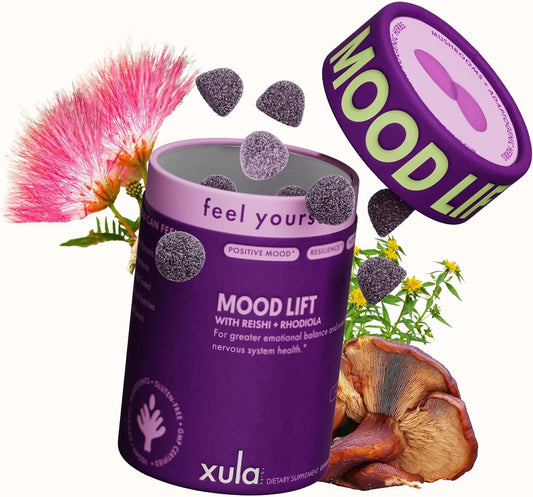 Mood Lift Gummies – Rhodiola, Reishi & Adaptogen Blend – Serotonin & Dopamine Mood Booster for Stress Relief, Motivation & Emotional Balance – Vegan, Non-GMO, Made in USA – 50 Extra-Strength Gummies