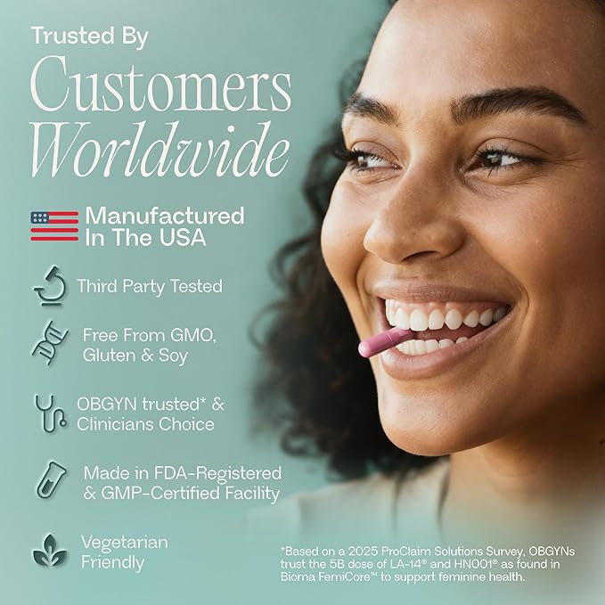 BIOMA Feminine Health Synbiotic - Women's Health Supplement for Healthy Vaginal pH, Urinary Tract & Digestive Support - with Probiotics, Cranberry & Tributyrin - 180 Capsules (3 Pack, 90-Day Supply)