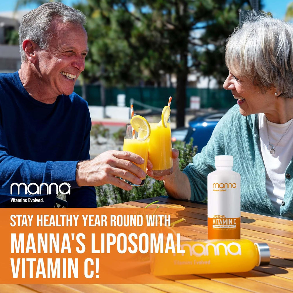 Manna Vitamins Evolved - Liposomal Vitamin C – High Absorption Liquid Immune Support Supplement with Antioxidants – Collagen Booster for Skin, Joints, Heart & Aging – Non-GMO, Vegan, 1000mg