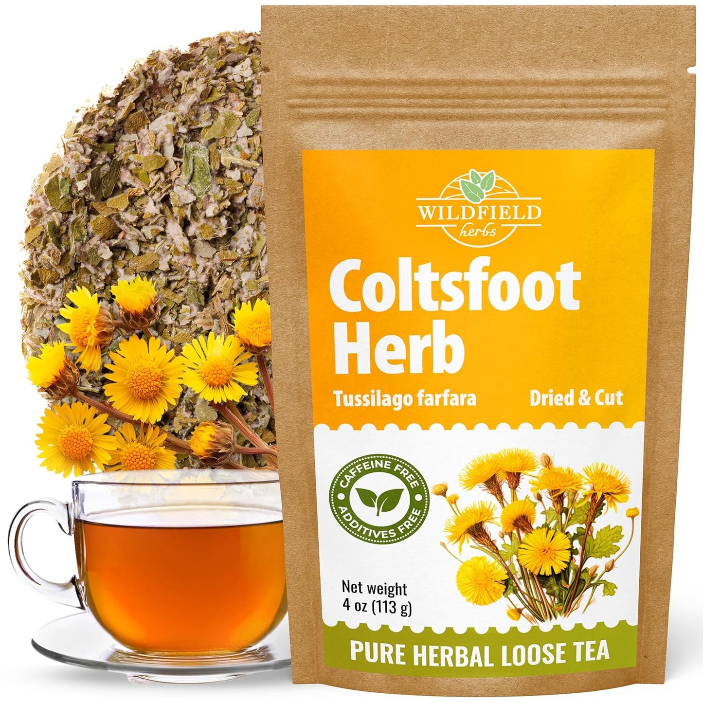 4 oz. Coltsfoot Herb Leaf Tea (Tussilago Farfara) - 113g Coltsfoot Leaf Herb Tea Uñ De Caballo