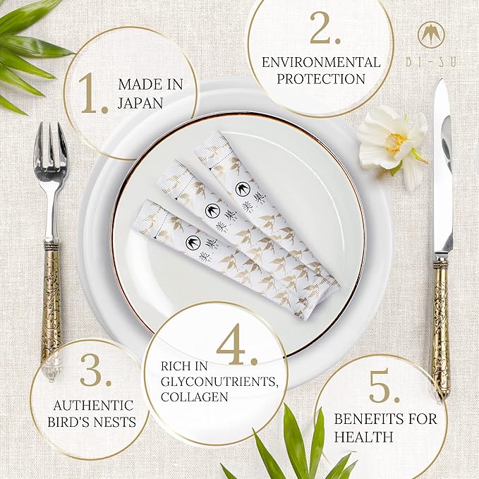 BI-SU Extract Powder Stick | with Natural Swiftlet Nests Extract, Collagen Peptides, Sialic Acid, Nourishes Skin, Body, Anti-Aging Japanese Beauty, Healthy Supplement, 30 PCS, 3.92kcal, 1g per Sachet