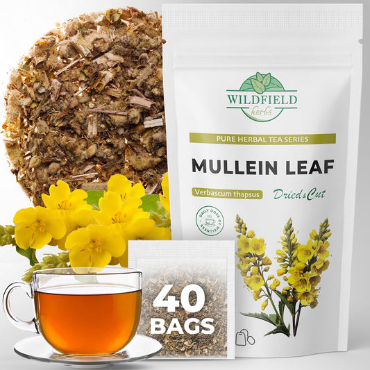40 Bags Mullen Tea Mullein Tea Leaf (Verbáscum L.) - 40 Count 1.5g Bags Mullen Leaves Mullein Loose Leaf Hoja De Gordolobo