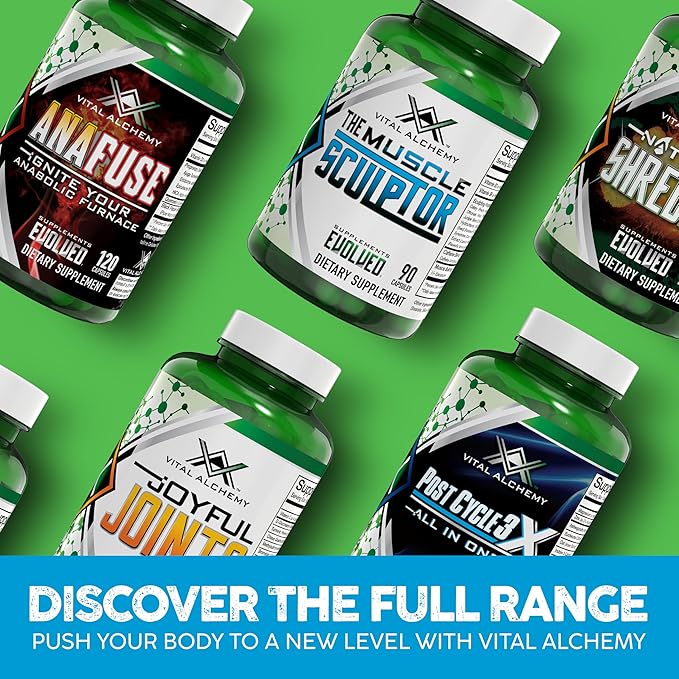 Vital Alchemy The Muscle Sculptor– Muscle Builder with Vitamin B3, B6, Phosphatidylserine, Epicatechin & Cayenne – Supports Muscle Growth, Focus, Energy & Protein Synthesis, Made in USA – 90 Capsules