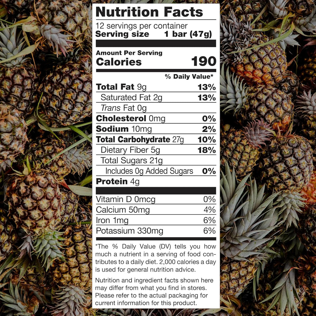 JONESBAR (Pineapple and Coconut, 12 Count (Pack of 1)), USDA Organic Fruit & Nut Bar, Non-GMO, Kosher, Vegan, Gluten Free, Simple Snack Bar