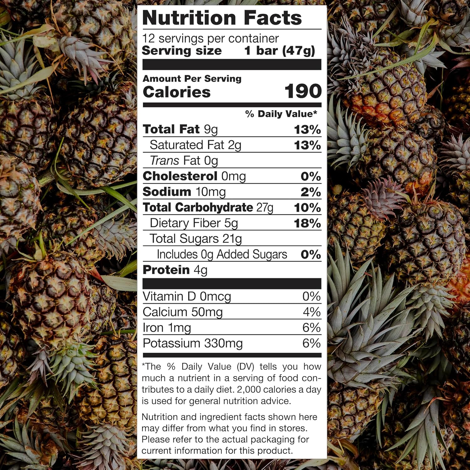 JONESBAR (Pineapple and Coconut, 12 Count (Pack of 1)), USDA Organic Fruit & Nut Bar, Non-GMO, Kosher, Vegan, Gluten Free, Simple Snack Bar