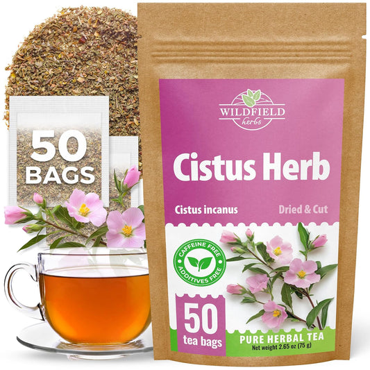 50 Bags Cistus Tea Cistus Incanus Tea Herbal (Cístus L.) - 50 Count 1.5g Herb Bags